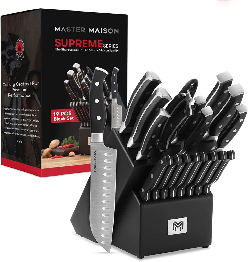 19-Piece Kitchen Knife Set With Wooden Knife Block 
