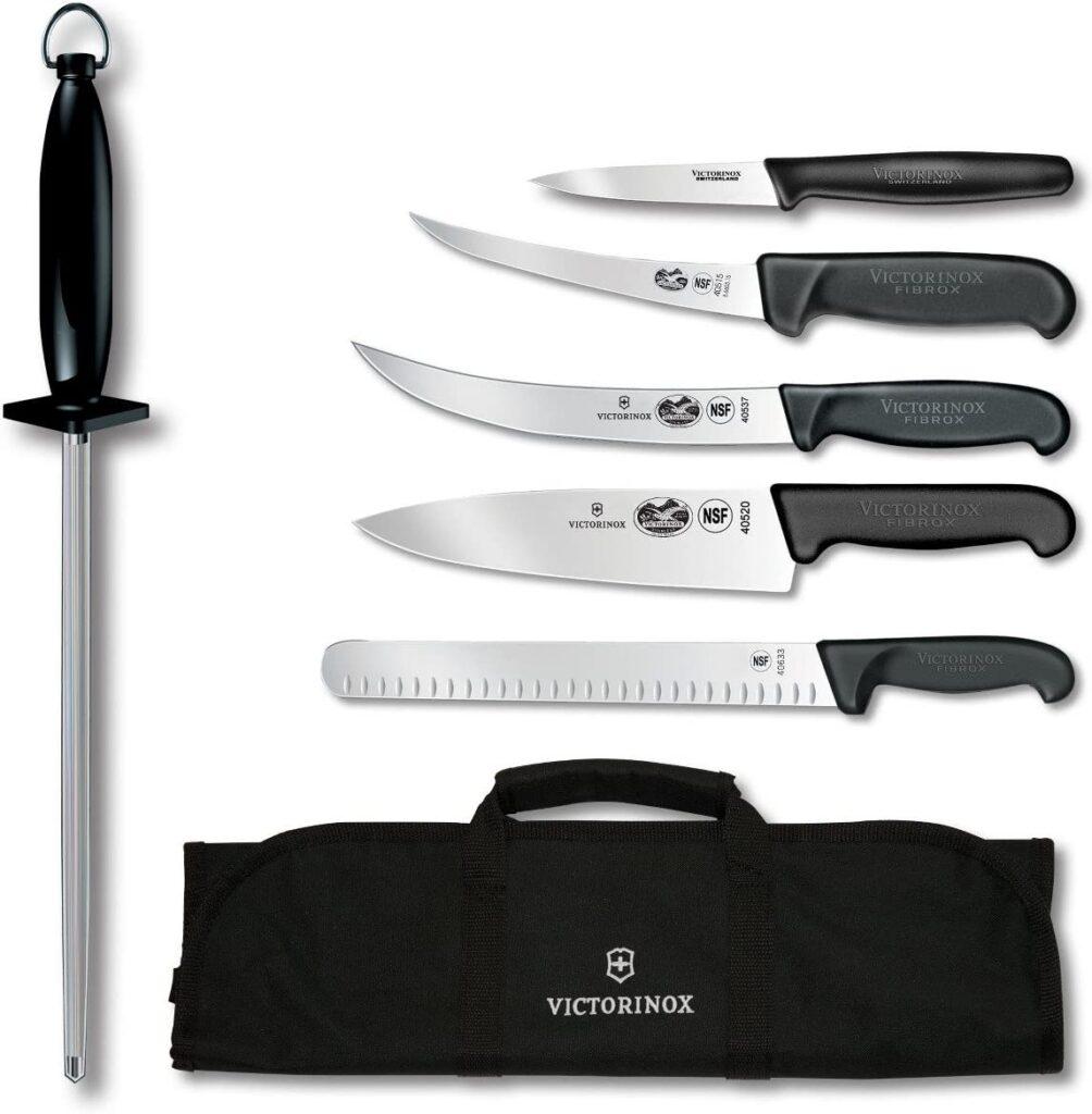 Victorinox Fibrox Pro Ultimate Competition BBQ Set, Knife Roll, 7-Piece